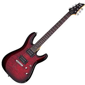 Guitarra Schecter C-6 Plus STCB See-Thru Cherry Burst com Captadores Schecter Diamond Plus e Ponte Tune-O-Matic 447