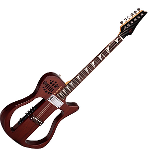 Violão Guitarra Eletroacústico Marquês VG-243CTSEQ Híbrido Vazado Castanho Fosco Aço com TJA-210 Bluetooth