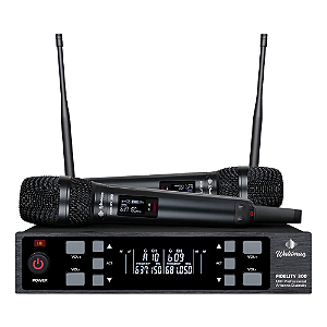 Microfone Duplo Sem Fio Waldman Fidelity 300 com Tecnologia UHF e Case de Alumínio