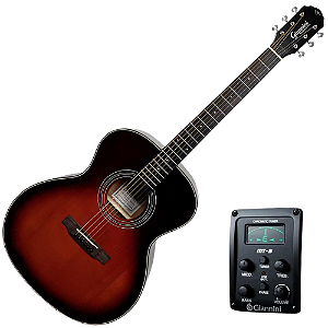Violão Giannini GAF Plus EQ DB+ Aço Grand Auditorium Full Dark Burst com Pré-Amplificador MT-3 e Tuner Integrado