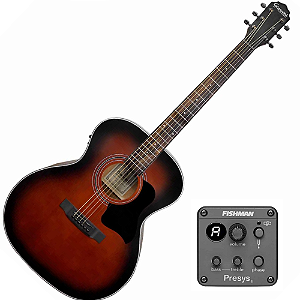 Violão Giannini GAF Plus EQ DB+ Aço Grand Auditorium Full Dark Burst com Pré-Amplificador MT-3 e Tuner Integrado