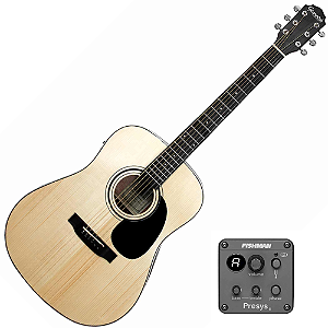 Violão Aço Eletroacústico Giannini Performance Deluxe DRF DLX EQ NG Natural Glossy com Tampo em Sitka Spruce Maciço e Fishman Presys II