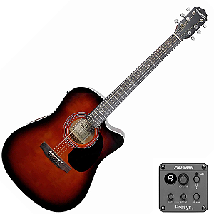 Violão Náilon Eletroacústico Giannini Performance Deluxe DRC DLX CEQ SBG Sunburst Glossy com Tampo em Sitka Spruce Maciço e Fishman Presys II