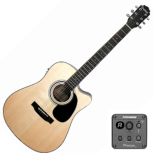 Violão Aço Eletroacústico Giannini Performance Deluxe DRC DLX CEQ NG Natural Glossy com Tampo em Sitka Spruce Maciço e Fishman Presys II