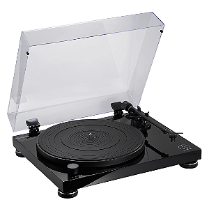 Toca-Discos Audio-Technica AT-LPW50PB Piano Black com Acionamento por Correia Manual, Pré-Amplificador Fonográfico Chaveável, Cabeçote AT-HS4 e Cápsula AT-VM95E Elíptica
