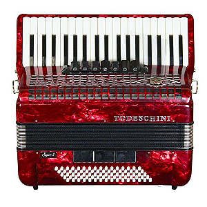 Acordeon Todeschini YW870 Vermelho 80 Baixos 37 Teclas com Bag