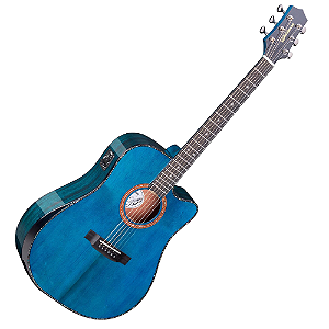 Violão Eletroacústico Aço Waldman Abadia DCEX-1841 BLB Blue com Tampo Sólido e Capa