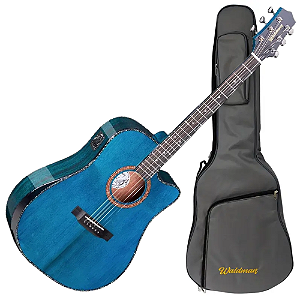 Violão Eletroacústico Aço Waldman Abadia DCEX-1841 BLB Blue com Tampo Sólido e Bag