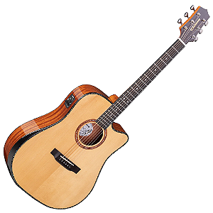 Violão Eletroacústico Aço Waldman DCEX-1841 N Abadia Natural com Tampo Sólido e Bag