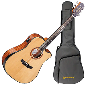 Violão Eletroacústico Aço Waldman DCEX-1841 N Abadia Natural com Tampo Sólido e Bag