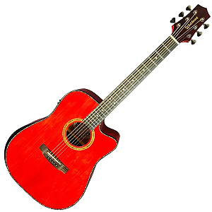 Violão Eletroacústico Aço Waldman DCEX-1841 RD Abadia Red com Tampo Sólido e Bag