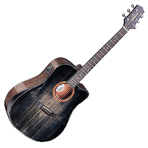 Violão Eletroacústico Aço Waldman DCEX-1841 BKB Abadia Black Burst com Tampo Sólido e Bag