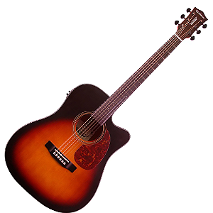 Violão Eletroacústico Waldman DE141 VS Sunburst Dreadnought com Cutaway, Tampo Basswood e Captador