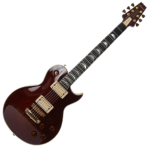 Guitarra Japonesa Aria Pro PE-R80 Stained Brown com Captadores Classic Power HH e Ponte Aria Original SPT