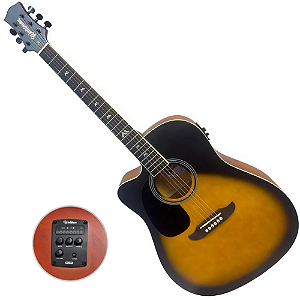 Violão Waldman Canhoto Eletroacústico TDCe141-L 2TS Folk Cutaway Aço Natural