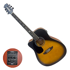 Violão Eletroacústico Waldman TDCE-141 Canhoto Dreadnought Aço Natural Fishman Presys II Case Rígido