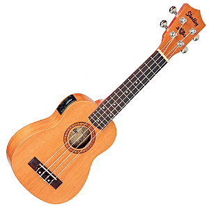 Ukulele Soprano Eletroacústico Shelby SU 21ME Mogno com Pré-amplificador e Tarraxas Blindadas