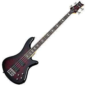 Contrabaixo Schecter Stiletto Extreme-4 Black Cherry com Top Maple Figured, Captadores Diamond Bass Humbucker e Pré Ativo 2 Bandas 2500