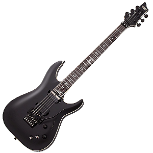 Guitarra Schecter C-1 FR-S SLS Elite Evil Twin Satin Black com Captadores Schecter USA Apocalypse-VI e Sustainiac e Ponte Floyd Rose 1500 Series 1348