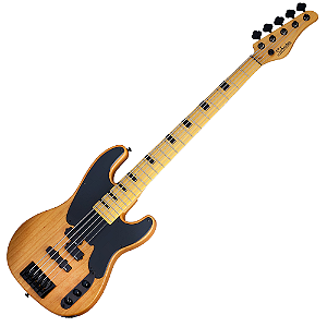 Contrabaixo Schecter Model-T Session-5 Aged Natural Satin com Captadores EMG 40DC e Ponte Schecter Custom Bass String Thru 2847