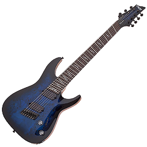 Guitarra Schecter Omen Elite-7 MS See-Thru Blue Burst Captadores Diamond Heretic Eletrônica 7 Cordas 2464
