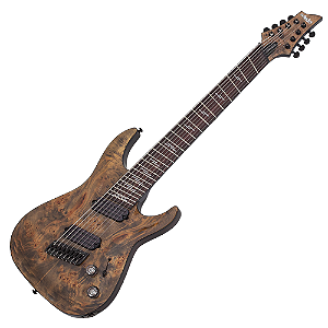 Guitarra Schecter Omen Elite-8 Multiscale Charcoal com Captadores Schecter Diamond Heretic HH e Ponte Hipshot Hardtail 2466
