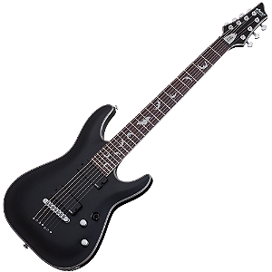 Guitarra Schecter Damien Platinum-7 SBK Satin Black 7 Cordas com Captadores EMG 81/60 HH e Ponte Tune-O-Matic; 1185