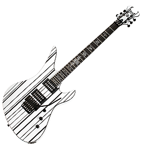 Guitarra Schecter Synyster Standard Gloss White with Black Pinstripes WH/BK #1746 com Captadores Schecter Diamond Synyster Gates Signature HH e Ponte Floyd Rose Special 'Hot Rod'