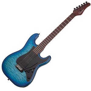 Schecter Traditional Pro TBB Trans Blue Burst com Captadores Schecter USA Z-Plus HH e Ponte Diamond Vintage Tremolo 866