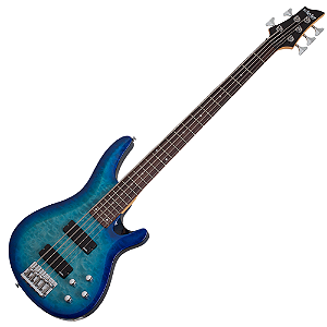 Contrabaixo Schecter C-5 Plus Ocean Blue Burst OBB #592 com Captadores Schecter Diamond Bass HH e Ponte Diamond Bass