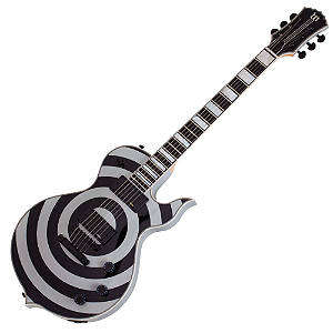 Guitarra Schecter Odin Grail Silver Bullseye com Captadores EMG 81/85 e Ponte TonePros Tune-O-Matic 4535