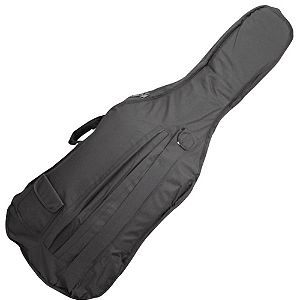 Capa Reforçada Luxo para Violoncelo 4/4 com Espuma 5mm Preta com Alças Ajustáveis e Bolso para Acessórios