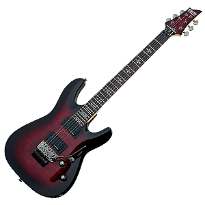 Guitarra Schecter Demon-6 FR Crimson Red Burst com Captadores Diamond Active HB-105S HH e Ponte Floyd Rose Special 3247