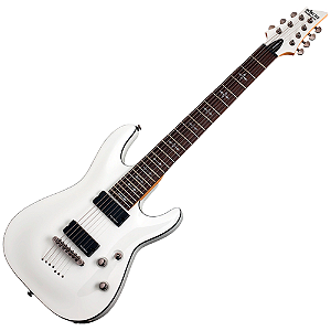 Guitarra Schecter Demon-7 Vintage White com Captadores Diamond Active HB-105S HH e Ponte Tune-O-Matic String-Thru 3248