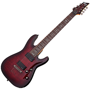 Guitarra Schecter Demon-7 Crimson Red Burst com Captadores Duncan Designed HB-105/7 HH e Ponte Schecter Custom Hardtail String-Thru 3249
