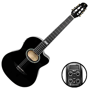 Violão Eletroacústico Náilon Giannini Performance GNF-3 CEQ BK Black com Equalizador GN-3T e Cutaway