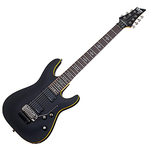 Guitarra Schecter Demon-7 FR Aged Black Satin com Captadores Duncan Designed HB-105/7 HH e Ponte Floyd Rose Special 3214