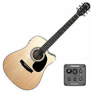 Violão Eletroacústico Giannini Performance Deluxe DRC DLX CEQ Natural Glossy NG com Equalizador Fishman Presys ll Ativo 2 Bandas e Afinador
