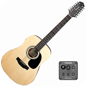 Violão Eletroacústico 12 Cordas Giannini Performance Deluxe D12 DLX EQ Natural Satin NS com Equalizador Fishman Presys ll Ativo 2 Bandas e Afinador