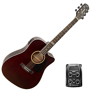 Violão Eletroacústico Giannini Performance GF-1D CEQ Translucent Dark Wine TDW com Equalizador GN-3T Ativo 3 Bandas e Afinador