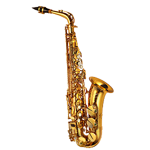 Saxofone Alto P. Mauriat PMSA-185 AGL Gold Lacquer com Tudel Super VI e Campana Gravada à Mão