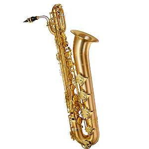 Saxofone Barítono P. Mauriat Le Bravo 200 BGL Gold Lacquer com Tudel Super VI Prateado e Campana Gravada à Mão