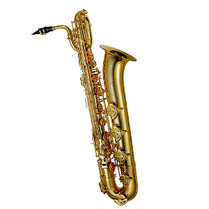 Saxofone Barítono P. Mauriat PMB-185 BGL Gold Lacquer com Tudel Super VI e Campana Martelada à Mão