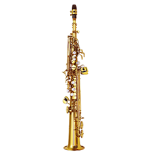 Saxofone Soprano P. Mauriat PMSS-185 SGL Gold Lacquer com Tudel Reto e Case PM Traveller II