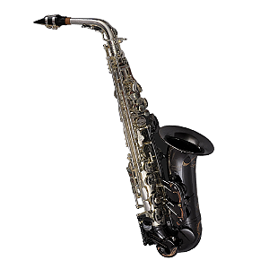 Saxofone Alto Cannonball GA5-SB Gerald Albright Signature Series Black Nickel com Campana Big Bell de Uma Peça Martelada à Mão e Pedras Semipreciosas Picasso Jasper