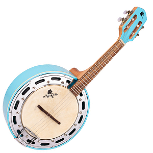Banjo Eletroacústico Marquês BAJ-88BLEL Azul Brilho com Aro Cromado Pele Caprina 8" Captador Passivo e Som Percussivo Penetrante