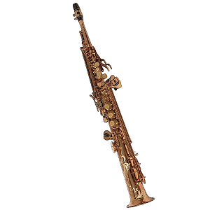 Saxofone Soprano Cannonball SVR-L Vintage Reborn com Campana One-Piece Hand-Hammered Semi-Precious Stones High F# e Hand-Engraved