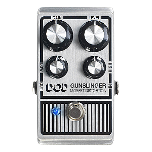Pedal DOD Gunslinger MOSFET Distortion com Controles Independentes Gain Level Low High e Operação 9V/12V True Bypass