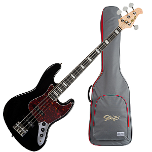 Contrabaixo Seizi Jazu JB-4 Black Gloss com Captadores Seizi Jutsu Alnico V SS Escala Purple Heart e Bag