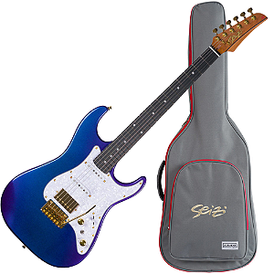 Guitarra Seizi Katana Musashi HSS Chameleon com Captadores Seizi Jutsu Alnico V, Ponte Flutuante 2 Pivôs e Acabamento Camaleão Gloss